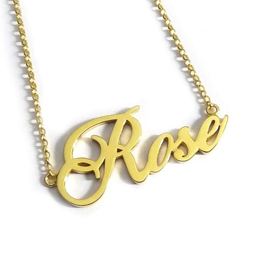fancy edwardian script name necklace rose