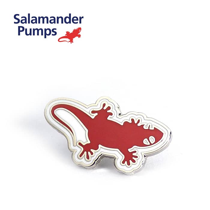 branded enamel pins made for Salamander Pumps