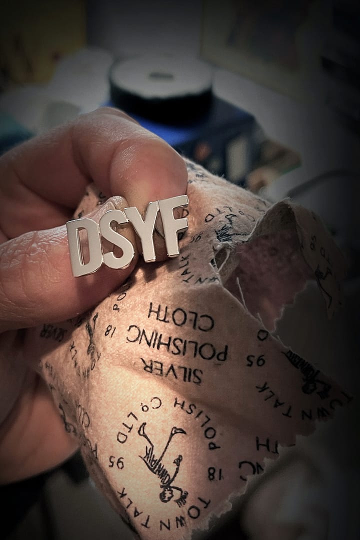 Handmade DSYF silver pin badge