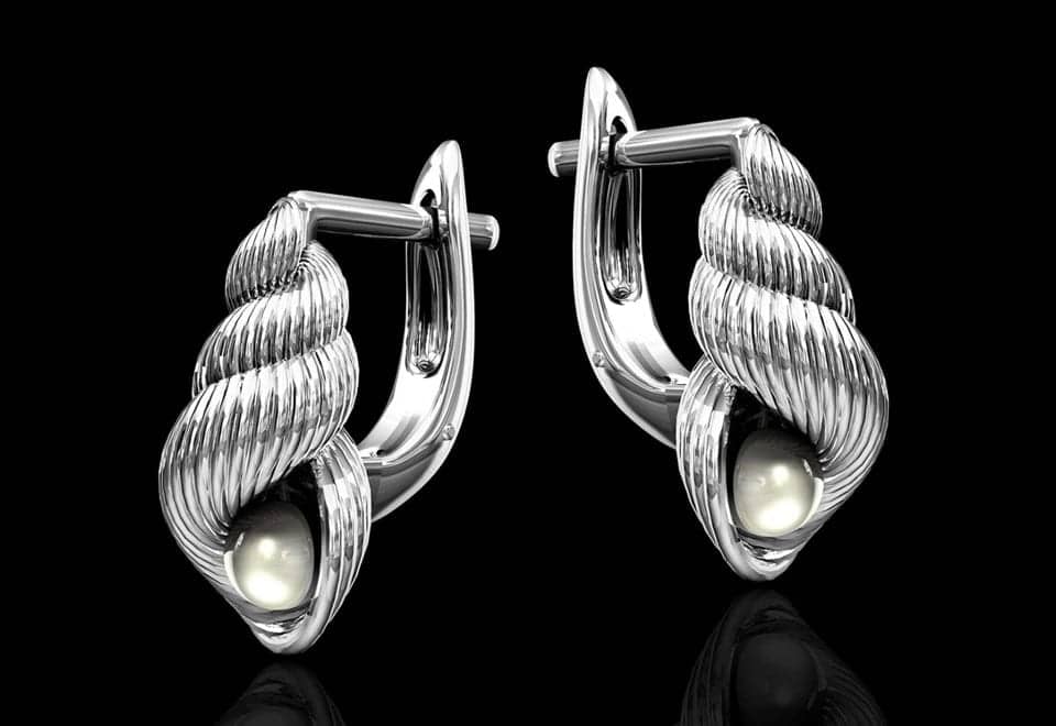 silver conical shell earrings